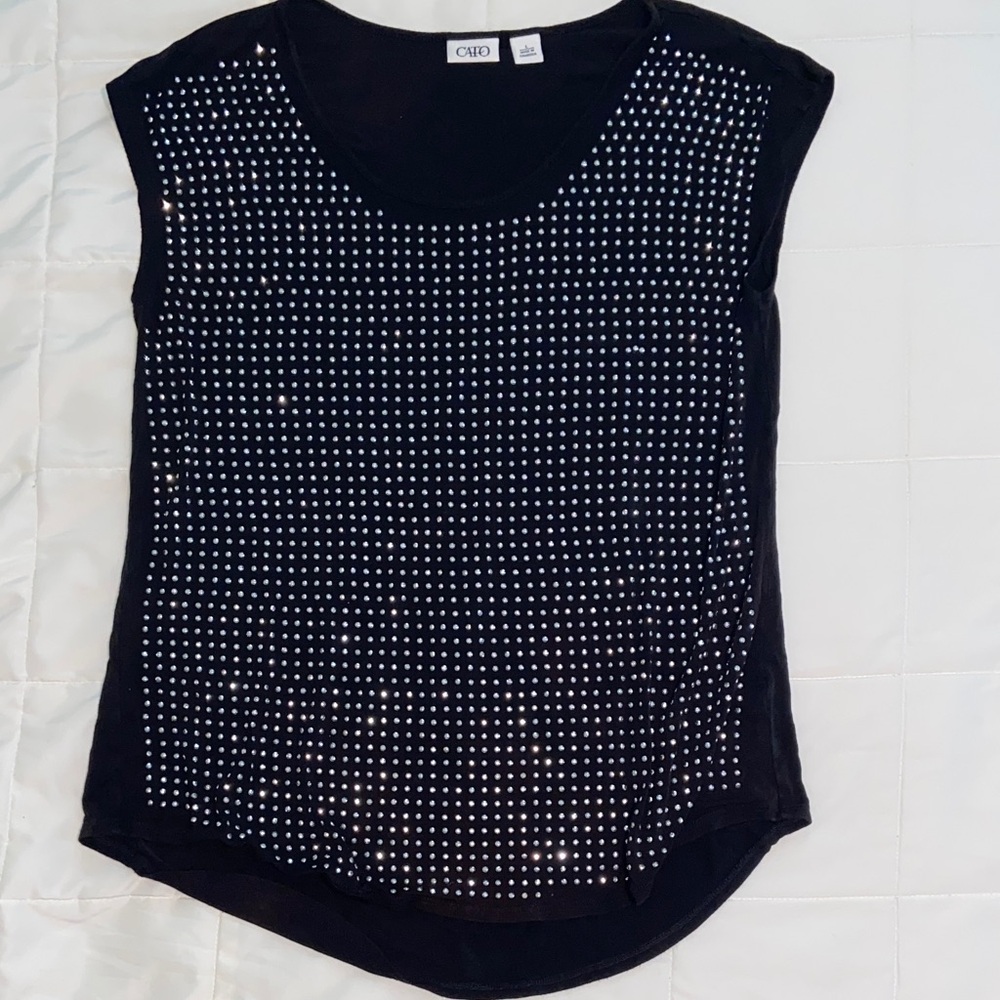 Chico's Black and Silver Studded Muscle Tee